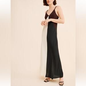 Conditions Apply Womens Avimaria Colorblock Black White Slip Sundress Maxi Dress